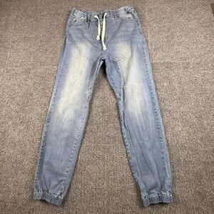 Victorious Los Angeles Womens Size XL Light Wash Denim Jogger Elastic Waist Blue